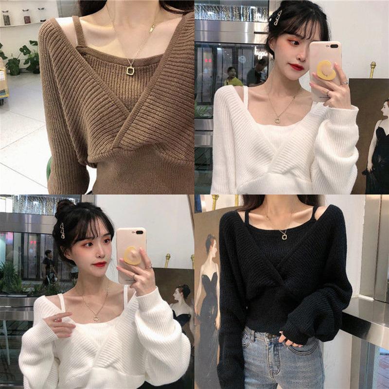 Design Sense French Niche Waist Sleeves Are Thin, Fake Two-piece Clavicle Strapless Large Size Long-sleeved Sweater Women's Blouse