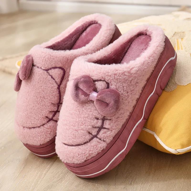 Autumn and Winter Pure Cotton Slippers Indoor Non-slip Soft-soled Shoes Warm Simple Plush Cotton Shoes
