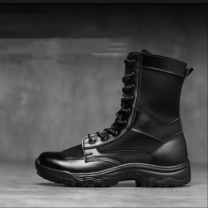 Workwear Men's Boots High-top Duty Ultralight Mesh Boots Men's and Women's Security Check Tactical Boots Combat Training Security Boots