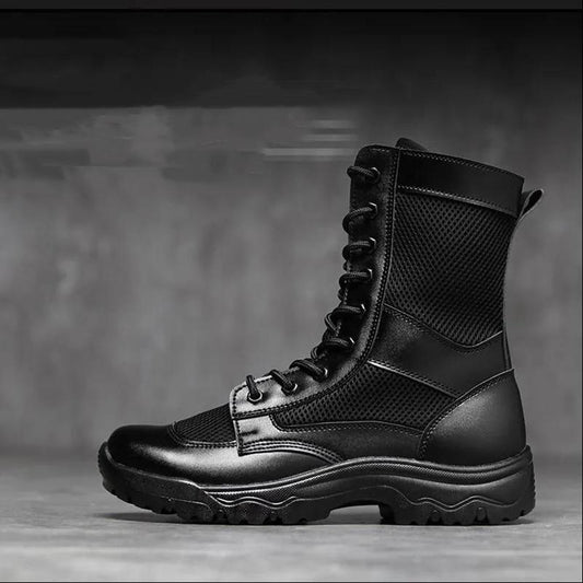 Workwear Men's Boots High-top Duty Ultralight Mesh Boots Men's and Women's Security Check Tactical Boots Combat Training Security Boots