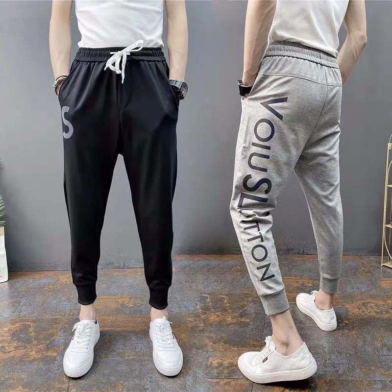 Men's Spring and Summer New Arrivals Black Cropped Harem Knit Sweatpants