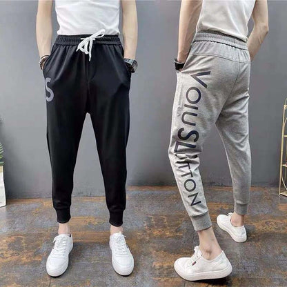 Men's Spring and Summer New Arrivals Black Cropped Harem Knit Sweatpants