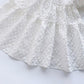 Girls White Dress Summer Dress Children Sweet Princess Dress Net Red Puff Sleeve Little Girl Skirt Square Neck Short Sleeves