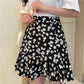 Women's Summer Daisy A-line Skirt Female Large Size Loose High Waist Thin Skirt Girls Breathable Casual Travel Skirt