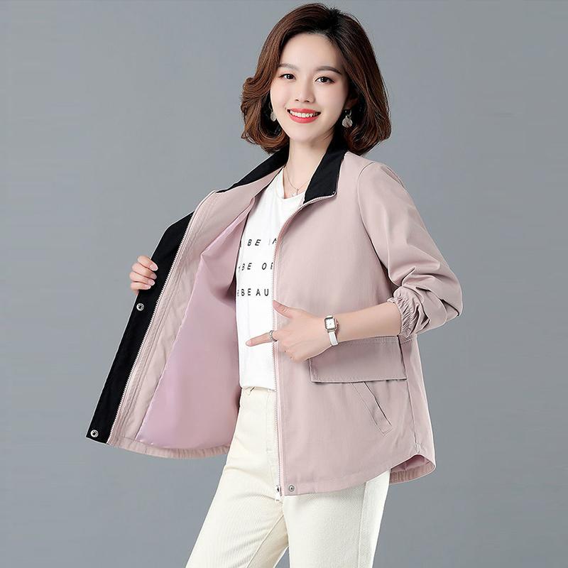 Windbreaker Women's Short Jacket Spring Loose Stand Collar Loose Jacket Women's Spring and Autumn