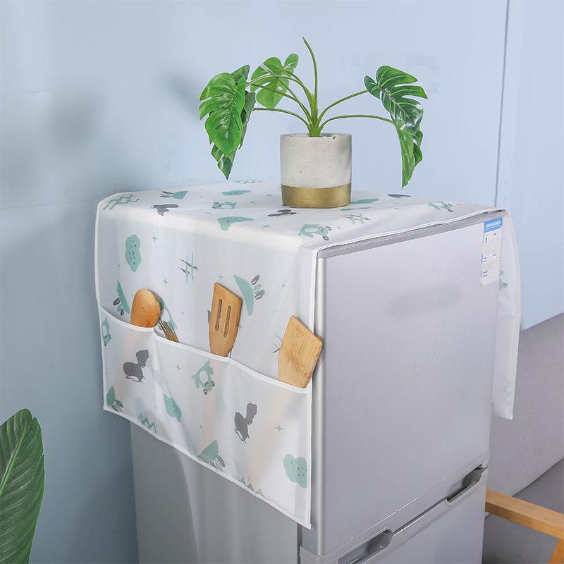 Print Dust Covers Washing Machine Covers Refrigerator Organizer Fridge Dust Cover with Pocket Home Decor