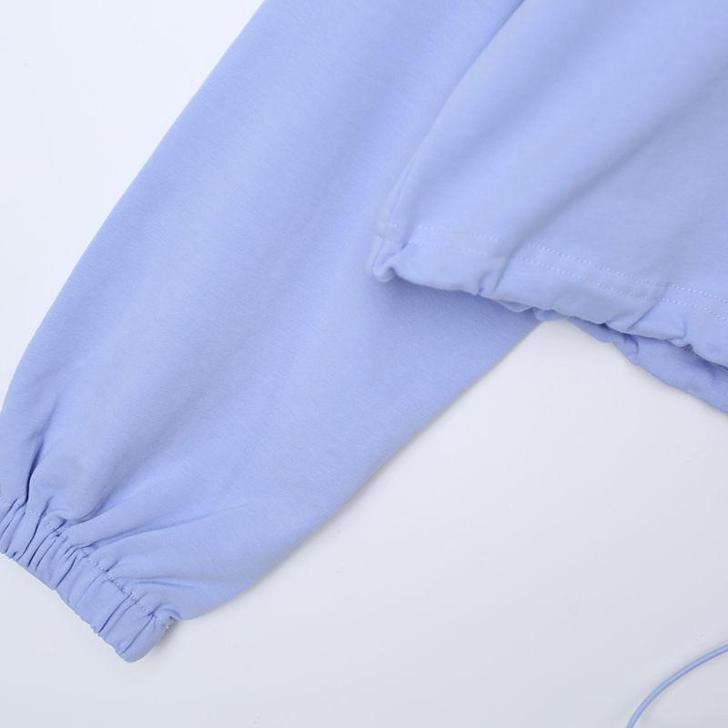 Short Drawstring Stand-up Collar Sweater Jacket Women Autumn Korean Loose All-match Sports Top