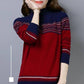 Vintage Printed Sweater Women High Neck Sweater National Style Clothes Knitted Bottoming Shirt Loose Short Sweater Top