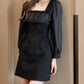 Autumn French Design Sense of Niche Temperament Skirt Is Thin Folds Square Collar White Waisted Celebrity Dress