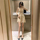 Women Summer Fringe Sequins Evening Club Halter Dress Vintage Unusual Beach Dress Mesh Slim Backless Short Night Party Dress
