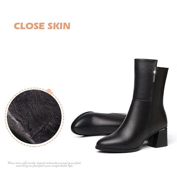 Black PU Leatehr boots Short Combat Boots Chunky  Heel Women Zipper Martin Boots Ankle Boots for Women