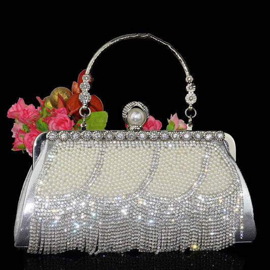 Pearl Bag with Diamond Evening Bag Dress Bag Clutch Bag Messenger Bag Banquet Bag Rhinestone Handbag