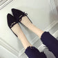 Single Shoes Women's Flat-bottomed Pointed Toe Low-heeled Pumps Bowknot All-match Lazy Shoes Suede Single Shoes Soft and Light