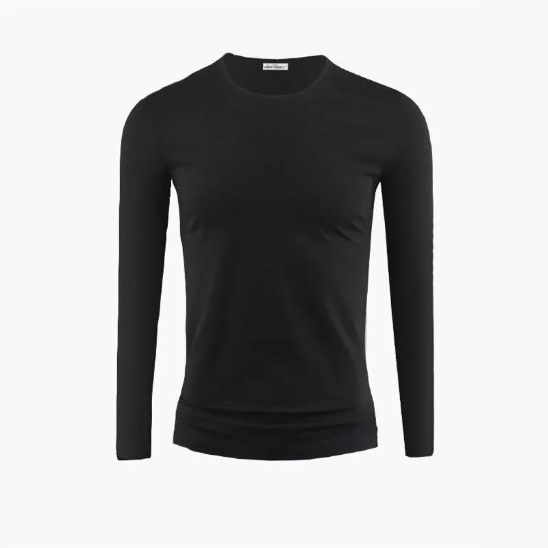 Long-sleeved T-shirt Men's Winter Warm and Comfortable with A Solid Color Bottoming Shirt Slim Thin Section