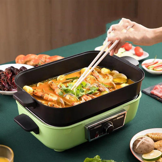 British Multi-function Cooking Pot Barbecue Meat Boiler Household Electric Pot for Frying and Cooking Fried Egg Barbecue Plate