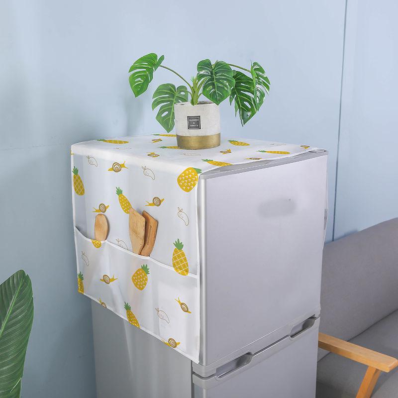 Print Dust Covers Washing Machine Covers Refrigerator Organizer Fridge Dust Cover with Pocket Home Decor