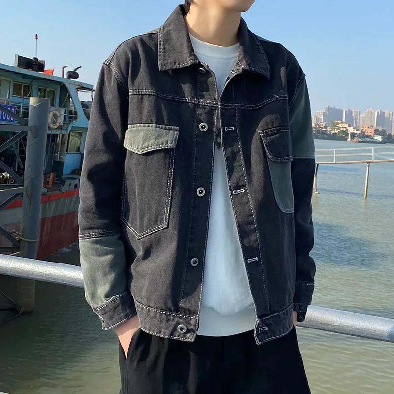 Coat Male 2021 Autumn Trend Splicing Jacket Street Denim Jacket