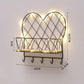 5 Shape Storage Rack Home Punch-free Storage Rack Metal Solid Wood Waterproof Display Stand with Light Strip