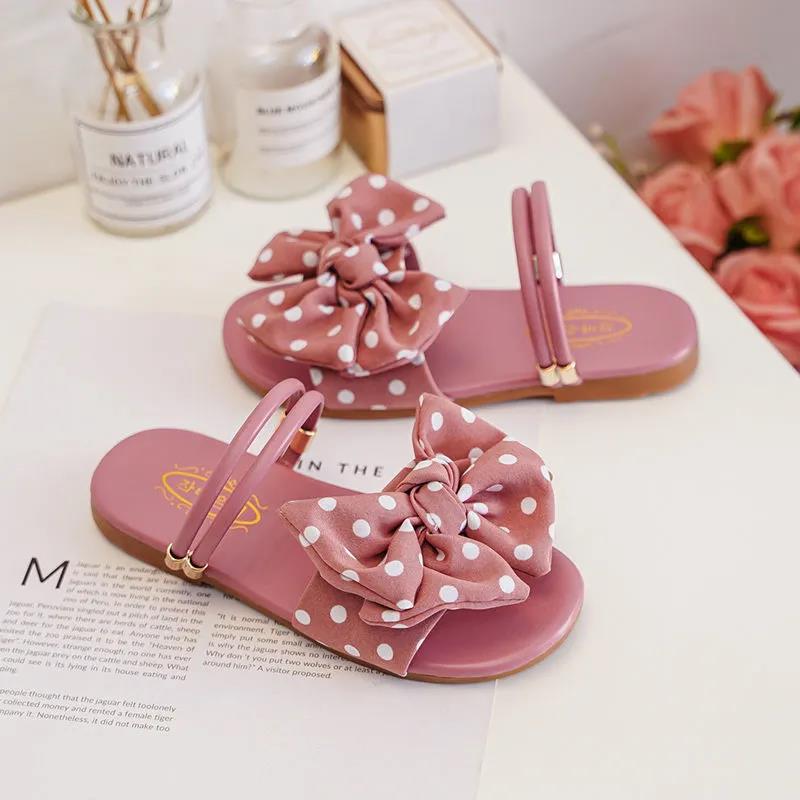 Girl's Slippers In Summer Soft Sole Outdoor Slipper Non Slip Bow Decoration Casual Light Dual Purpose Slippers