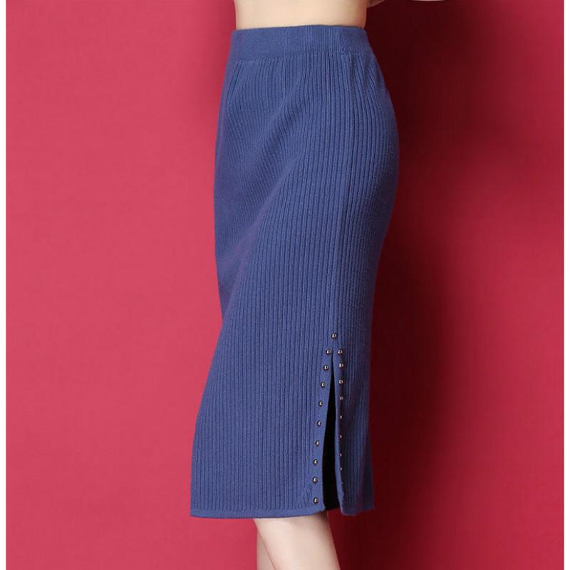 Elegant Autumn Knitted Dress Women Two Piece Set Winter Warm Soft Sweater Dress Lady Casual Dress