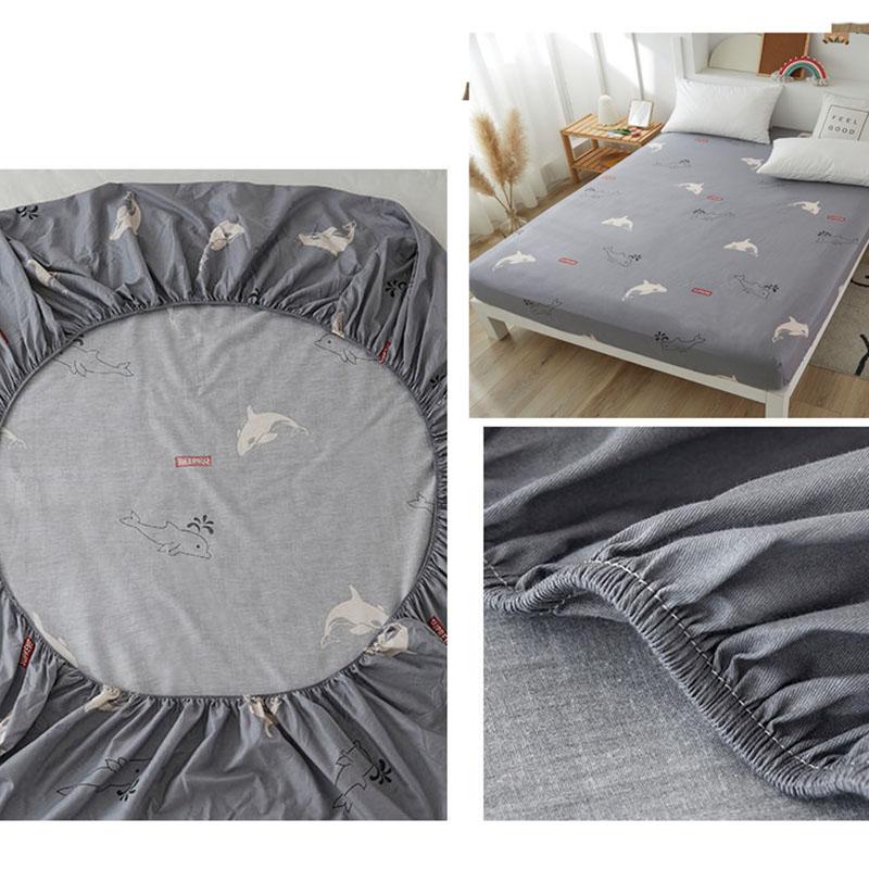 Skin-friendly Cotton Bed Cover Non-slip Fixed Mattress Cover Dust Protection Cover Bedding Cotton Bed Sheet Single Piece