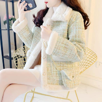 Autumn and Winter All-match Woolen Coat Women's Short Small Incense Wind Korean Thick Coat