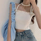 Women's Summer Short Bottoming Tops Large Size Solid Color Vest Female Backless Camisole Outerwear