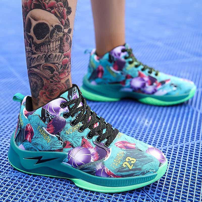 Middle help men's basketball shoes large size outdoor brand sports shoes purple red basketball shoes