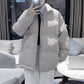 Winter Hong Kong Style Stand-up Collar Cotton-padded Jacket Men's Korean Version of Solid Color Thickened Warm Bread Clothes Loose Cotton Jacket Trend