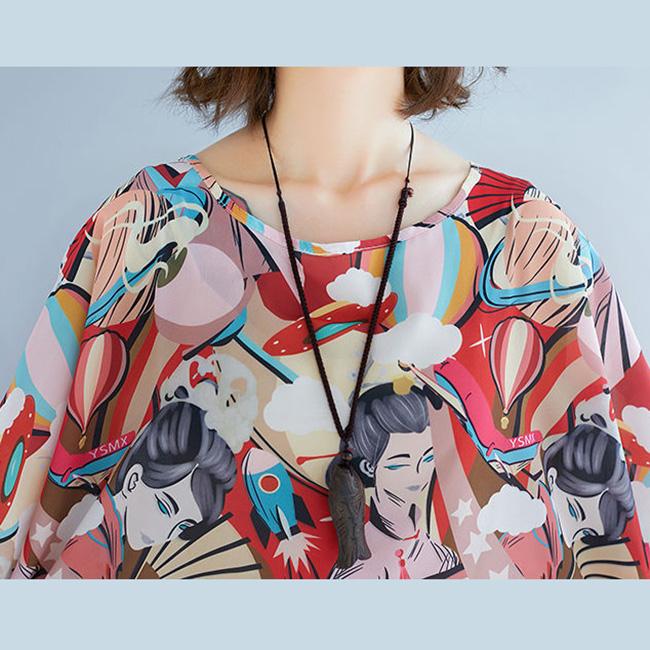 Printing  XL-XXXXXXL Summer Polyester Short-sleeved Knee-length A-line Dress