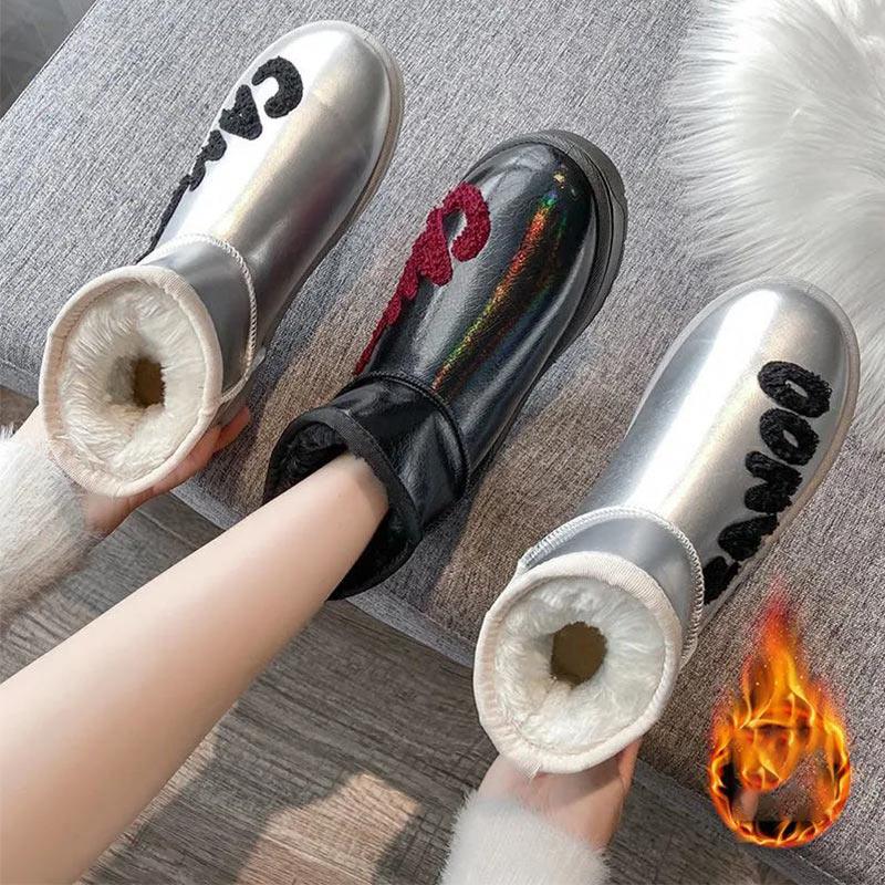 Fashion Snow Boots Women's Thick Waterproof Cotton Shoes Ladies Winter Plus Velvet To Keep Warm Students All-match Anti-ski Cotton