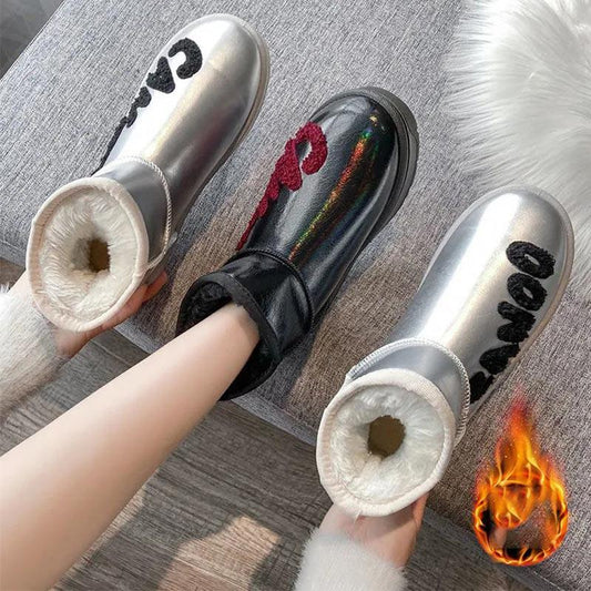 Fashion Snow Boots Women's Thick Waterproof Cotton Shoes Ladies Winter Plus Velvet To Keep Warm Students All-match Anti-ski Cotton