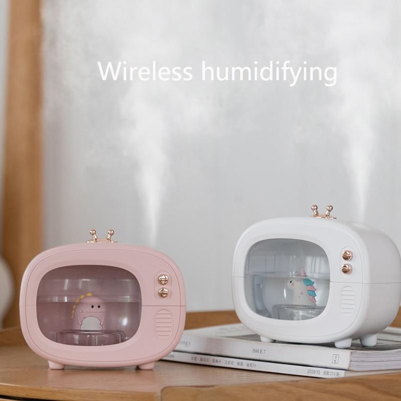 Portable 400ml Humidifier Wireless Adroable TV Humidifier Aroma Diffuser USB Ultrasonic Air Humidificador with Atmosphere Lamp