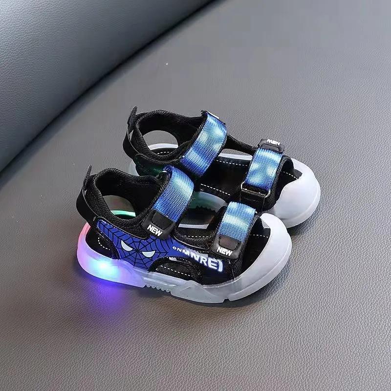 Baby Sandals Summer Boys Light-up Sandals Baotou Anti-kick Beach Shoes 1-2-3 Years Old Soft Bottom Toddler Shoes