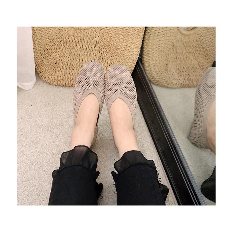 Fangtou Granny Shoes Women's New Soft Soled Hollow Out Casual Shoes Flat Sole Single Shoes