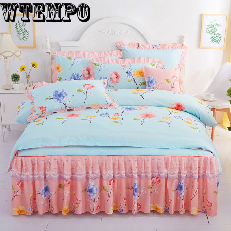 Home Supplies Kit Bedding Cotton Four-piece Winter Soft Solid Color Bed Dress Set