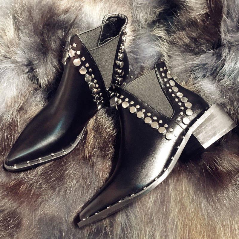 Chelsea boots Women Boots Autumn Winter High Heel Pointed Toe Ankle Winter Simple Versatile Booties
