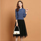 2021 New Female Autumn and Winter Mid-length Fake Two-piece Dress All-match Knitted Bottoming Shirt Inner Dress