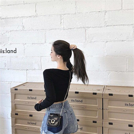 Fall Women Casual Square collar Women Autumn Long sleeve T-Shirt Women Basic Tee Pullover