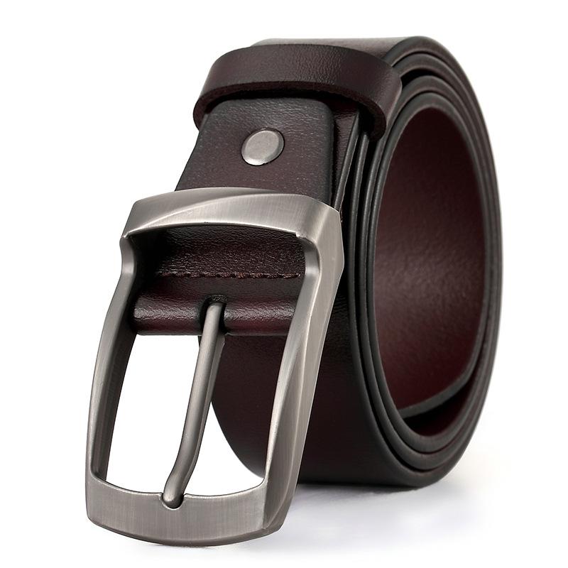 Genuine Leather Belt Men's Leather Casual Belt Waist Strap Alloy Pin Buckle Belt