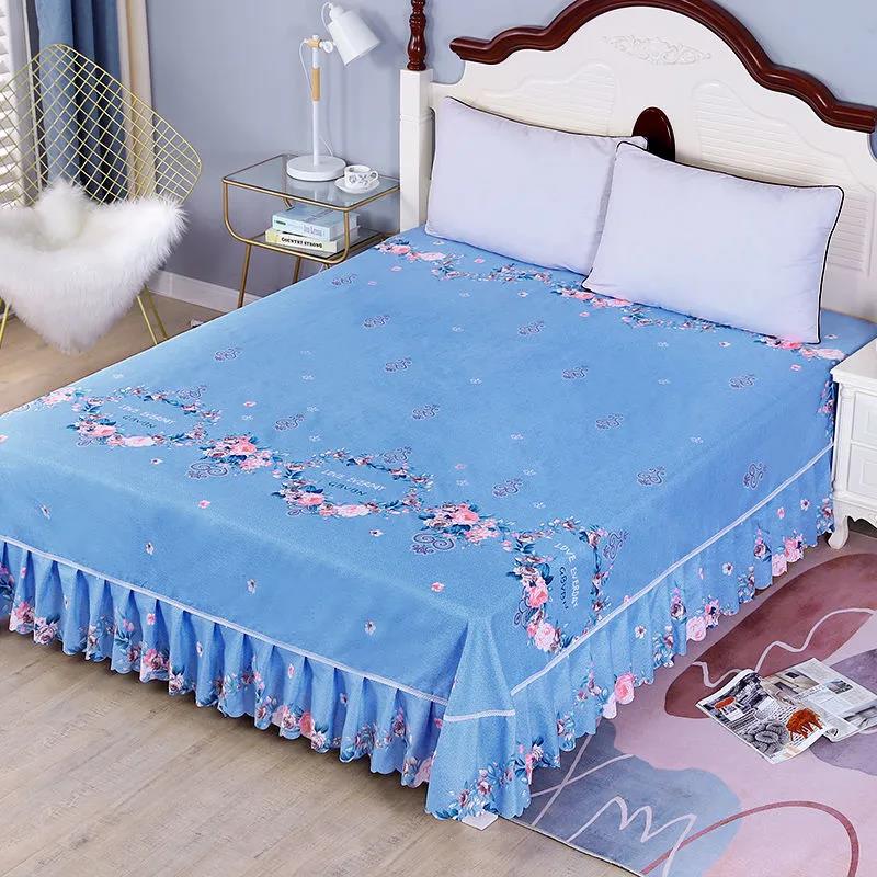 Princess Style Brushed Cotton Mattress Cover Double Mattress Simmons Non-slip Protective Cover
