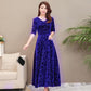 Gold Velvet V-neck Dress Long Skirt Jacquard Long-sleeved Female Temperament Slim Slimming Skirt