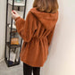 Autumn and Winter, Women's Casual Hooded Waist, Water Velvet Cardigan Net Red Knit Jacket Loose