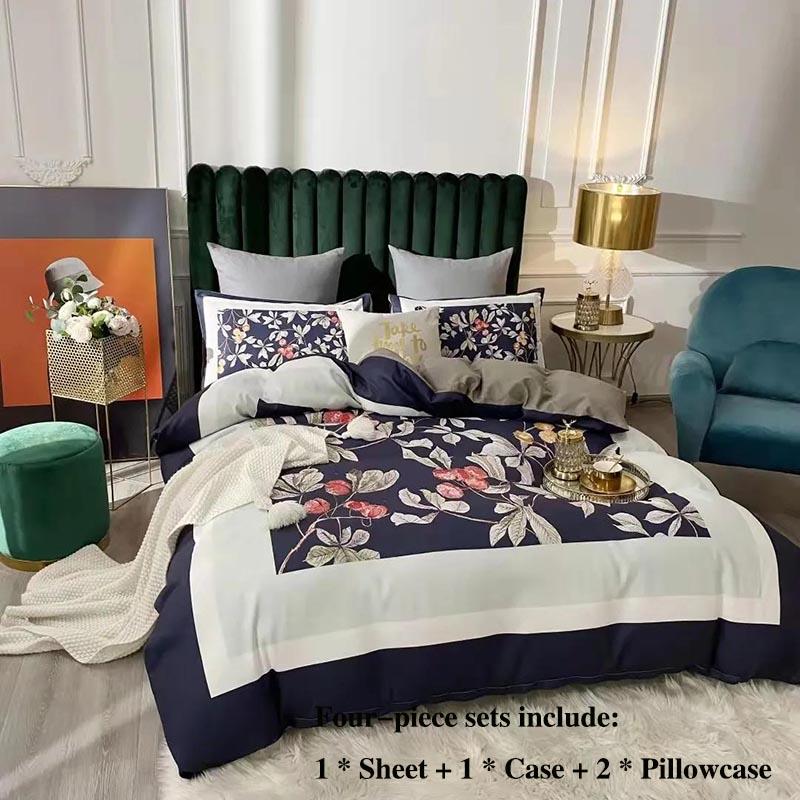Thickened Grinding Long Velvet Wool Twill Four-piece Printing Palace Wind Cotton Is Sleeled Bed Single Tribute Cotton Home Bed Set 1.8 M 2 Meter Bed