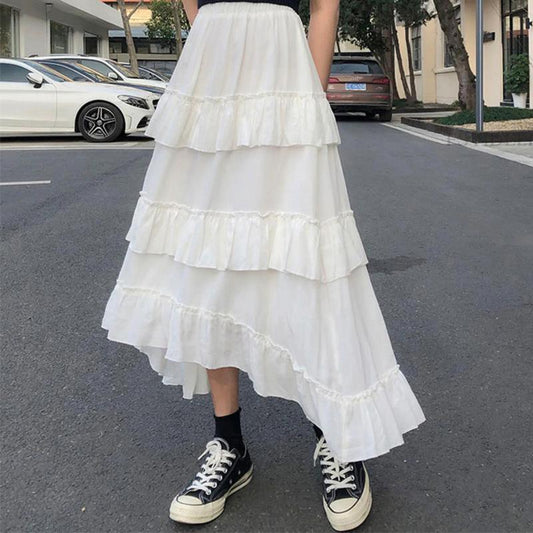Gothic Skirt Grunge Lolita Ruched Ruffles Aesthetic Skirt Avant Garde Skirt Evening High Fashion Skirt Romantic Skirt Women Black Maxi Skirt