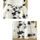 2-Pcs Suit Retro Print Little Black Dress High Waist Sleeveless Slim A-line Skirt Two Piece Dress