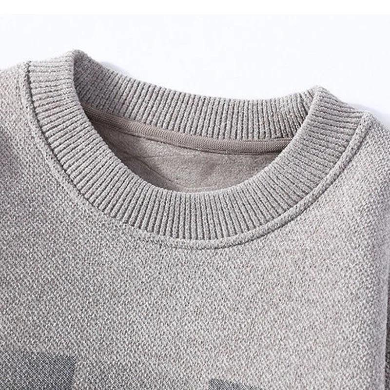 Sweater Men's Plus Velvet Autumn and Winter Models One Velvet Thick Round Neck Sweater Men's Clothes