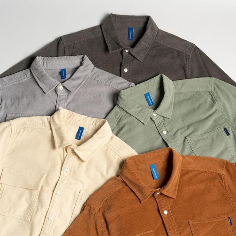 Spring and Autumn Corduroy Shirt Men's Trend All-match Ruffian Handsome Shirt Casual Fashion Solid Color Bottoming Shirt Jacket