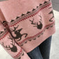 Autumn and Winter Thick Sweater Fawn Pattern Jacquard Knitted Bottoming Shirt Loose and Simple Women's Top