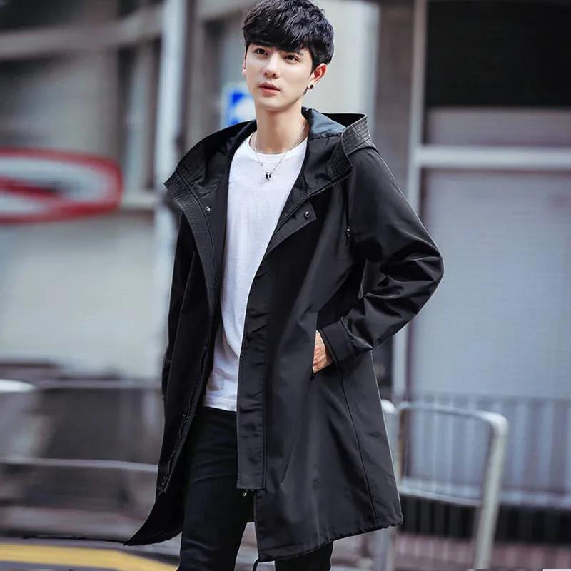 Spring and Autumn Men's Jacket Thin Loose Windbreaker Casual Mid-length Jacket Plus Fat Plus Size